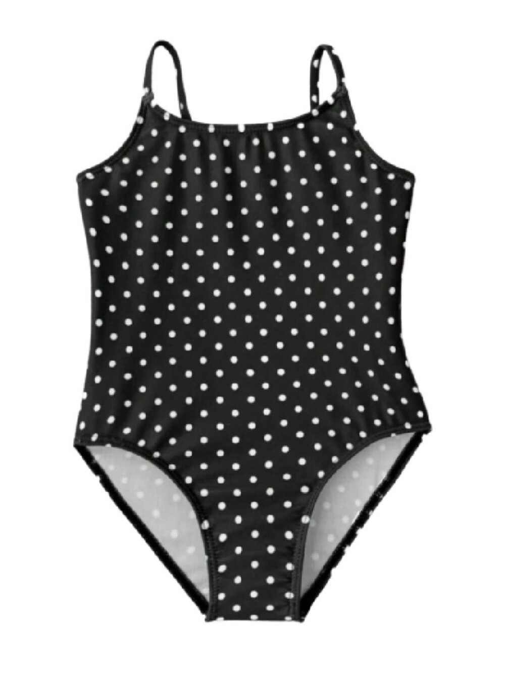 Little Girls Size 7 Black & White Polka Dot One Piece Swimsuit Kids Swimwear New